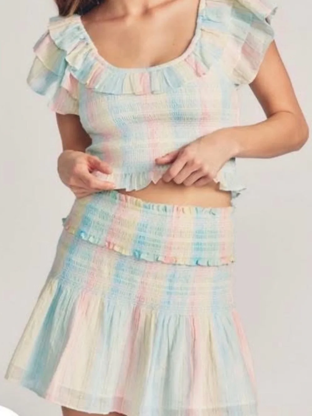 LoveShackFancy Camilla Skirt in Multi Horizon XS/S
